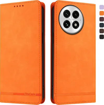 Produktbild von Hülle für OnePlus 13, Retro Kunstleder Ständer Klapphülle mit Kartenfächer und Magnetische Orange