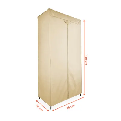 Produktbild von Stoff Kleiderschrank beige - 150 x 75 cm - Mobiler Schrank mit Kleiderstange