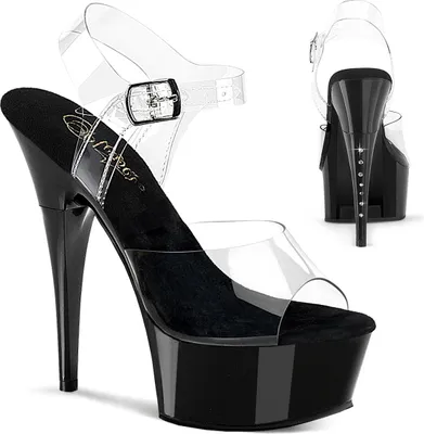 Produktbild von CAPTIVA-608 Pleaser edle Damen High Heels Plateausandaletten Strass klar schwarz