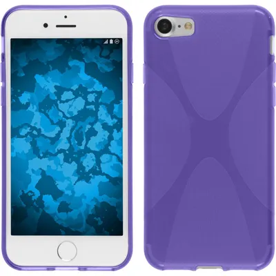 Produktbild von PhoneNatic Case kompatibel mit Apple iPhone 8 - lila Silikon Hülle X-Style + 2 Schutzfolien