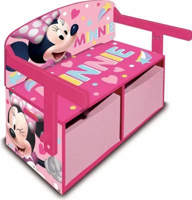 Produktbild von Kinderholzmöbel 3in1 MINNIE MOUSE (Bank, Spielzeugkiste, Tisch), WD13980