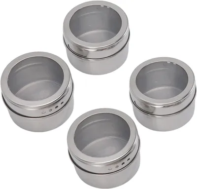 Image de Boîtes à épices magnétiques - Boîtes à épices en acier inoxydable - Pour l'organisation de la cuisine - Avec couvercle en passoire - 63 x 48 cm - Argent