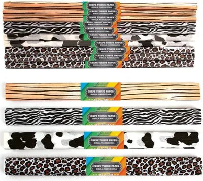Produktbild von Crêpepapier Tiermuster Bastelset - 10 Rollen buntes Kreativpapier