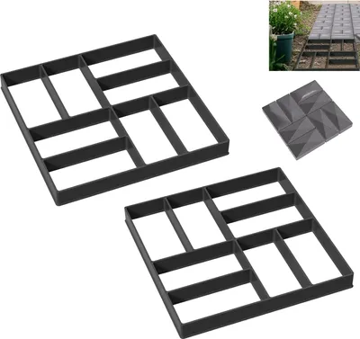 Produktbild von YUENFONG 2x Gehweg Form DIY Pflasterform 8 Kammern, Betonformen 40x40x4 cm, Garten Schablone Gehwegplatten Pflastersteine streichen, Tye D