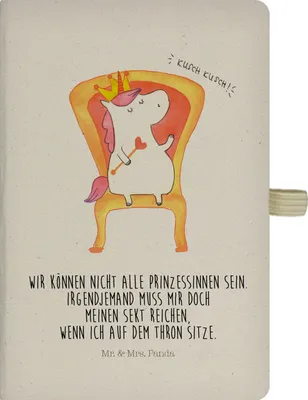 Produktbild von Mr. & Mrs. Panda Kladde Einhorn Prinzessin - Transparent - Geschenk, notizbuch, Monat, Notizheft, Unicorn, A5 Heft, Journal, Tagebuch, Geburtstag, Geburtstagsgeschenk