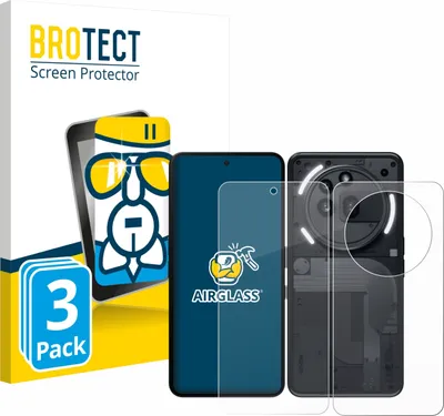 Produktbild von 3x BROTECT Schutzglas für Nothing Phone (3a) Pro (Display+Rückseite) Schutzfolie Panzer Folie Glas Display Schutz klar