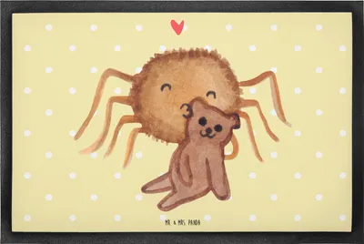 Produktbild von Mr. & Mrs. Panda Fußmatte Spinne Agathe Teddy 40 x 60 cm - Gelb Pastell - Geschenk, Schmutzfangmatte, Miteinander, Treue, Dankeschön, Eingangsmatte, Verliebt, Fußabtreter