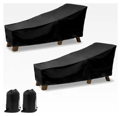 Produktbild von 2 Stück Gartenliege Abdeckung Wasserdicht, Schutzhülle für Gartenmöbel, Winterfest, für Sonnenliege und Liegestuhl, mit Aufbewahrungstasche, winddicht, UV-Schutz, 210 x 75 x 80 cm