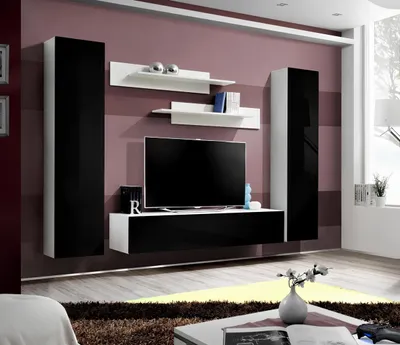 Obrázek produktu pro Moderní design nástěnné jednotky dřevěné nástěnné police kompletní TV stojan závěsný nábytek