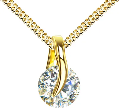 Produktbild von Anhänger 585 Gold 14 Karat mit Zirkonia-Stein in edlem Design Mit Halskette  - Kettenlänge 50 cm.