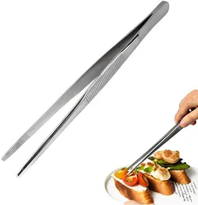 Obrázek produktu pro Ibenzoa® Nerezové kuchyňské a grilovací kleště z nerezové oceli 304, 20 cm – protiskluzová rukojeť, vroubkované špičky, multifunkční pro servírování a grilování