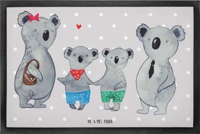 Produktbild von Mr. & Mrs. Panda Schmutzmatte Koala Familie zwei 60 x 90 cm - Grau Pastell - Geschenk, Sauberlaufmatte, Fußabstreifer, Zusammen, fußmatte, Schmutzfangmatte, Koalabär