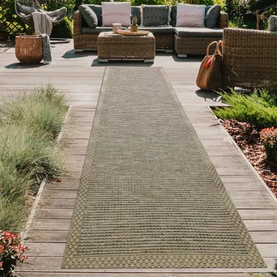 Immagine prodotto di Tappeto per interni ed esterni in sisal cucina soggiorno terrazza balcone - beige grigio dimensioni - 67 x 180 cm