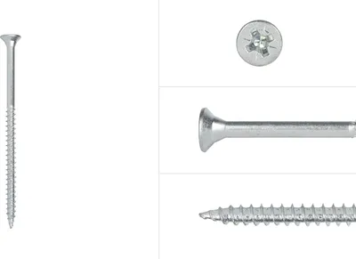 Immagine prodotto di Viti per pannelli truciolari zincate 4,5 x 80 mm Pozidrive a filettatura parziale - confezione da 200 viti