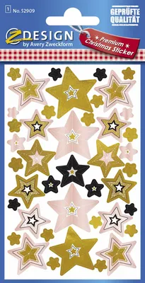Produktbild von Avery Zweckform ZDesign Weihnachts-Sticker Sterne geprägt rosé 42 Sticker