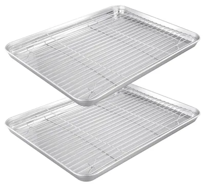 Productafbeelding van Roestvrijstalen Bakplaat met Koelrek - Set van 4
