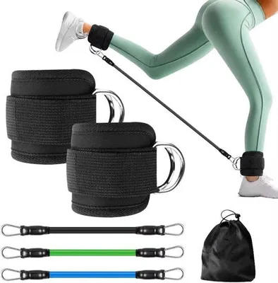 Produktbild von Widerstandsbänder-Set – Einzelschlingen mit D-Ring – 3 Widerstandsstufen: 4,5 kg, 9 kg, 13,6 kg – Krafttraining für Bauch und Gesäß