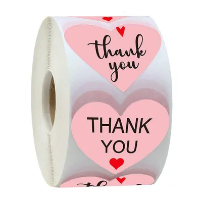Produktbild von 100x herzförmige Aufkleber - Thank You