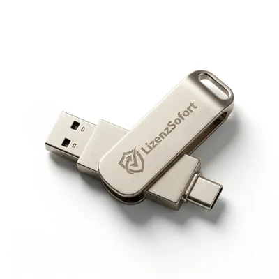 2-in-1 Dual USB-Stick 16GB Metall freigestellt