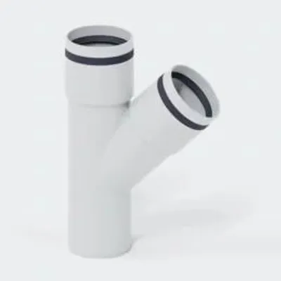 Produktbild von POLOPLAST Abzweig, DN50/50, POLO-KAL 3S, PP-MD, Ø50mm, 45°, weiß, 1 Stk.