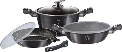 Obrázek produktu pro 6dílná sada na vaření s mramorovým povrchem a odnímatelnou rukojetí METALLIC LINE CARBON P
