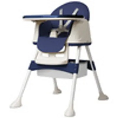 Produktbild von Sessamen-LP 3in1 Hochstühle Kinderstuhl Esstisch Babystuhl Kinder Sitzerhöhung Kindersitz Tischstuhl mit Tisch und Rollen Tablett Tragbarer, Blau