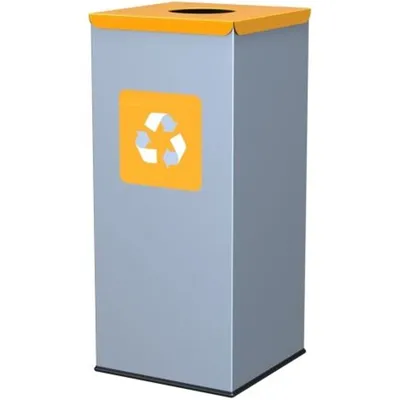 Zdjęcie produktu dla Metalowy Kosz Do Segregacji Śmieci 30X30X70Cm 60L Plastik - Pokrywa Żółta