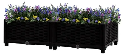 Produktbild von Hochbeet aus Polypropylen, 80x80x38 cm, geeignet für Garten, Balkon, Terrasse, robust, für Gemüse, Kräuter und Blumen, schwarz