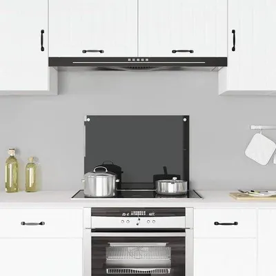 Produktbild von Küchenrückwand Glas - Spritzschutz für Kochbereich - Hitzebeständiges Material - 70 x 50 cm - Schwarz