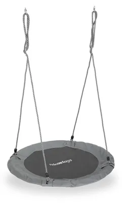 Productafbeelding van Relaxdays Hangschommel, rond, voor kinderen en volwassenen, verstelbaar, diameter 90 cm, tuinschommel, belastbaar tot 100 kg, grijs