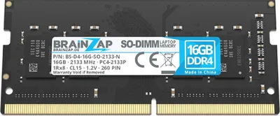 Produktbild von BRAINZAP 16GB DDR4 2133MHz PC4-2133P SO-DIMM CL15 1Rx8 1.2V Unbuffered Non-ECC RAM Arbeitsspeicher für Notebook Laptop Speichermodul Memory