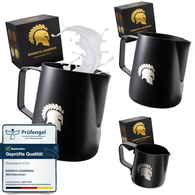 Barista Melkkännchen-Set 3-teilig, 100/350/600 ml, schwarz