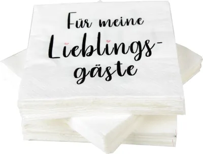Produktbild von Servietten im praktischen 100er Pack ( 5x20 ) 33 x 33 cm, 3-lagig, 1/4 Falz - mit Motiv ( Lieblingsgäste ) -e Mundtücher