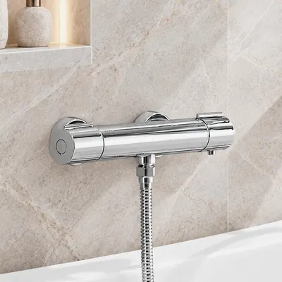 Produktbild von Duscharmatur mit Thermostat Chrom Mischbatterie Dusche mit 38°C Sicherheitstaste Duschthermostat Armatur Edelstahl Duscharmaturen Brausethermostat