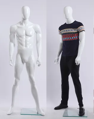Produktbild von MA120-B  weiß glänzende lackierte abstrakte Schaufensterpuppe Mannequin Mann männliche Schaufensterpuppe Egghead abstrakt
