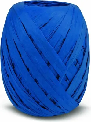 Immagine prodotto di PRÄSENT Nastro a righe Paper Raffia Eiknäuel blu 10 mm x 30 m in carta