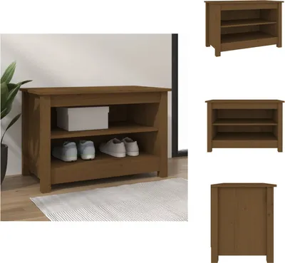 Obrázek produktu pro vidaXL Lavice na boty medově hnědá 70x38x45,5 cm z masivního borovicového dřeva - Botníky a skříně