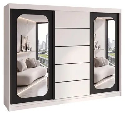 Produktbild von BELANO Schwebetürenschrank 200 cm mit Spiegel – Kleiderschrank mit Schiebetüren, Innenausstattung:  Basic