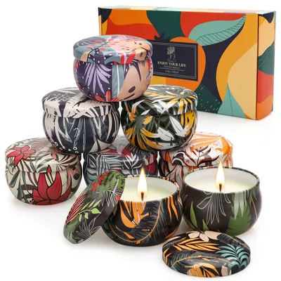 Produktbild von TRMLBE Duftkerze Aromatherapie-Kerzen Geschenkset 70 g, 8-teilig Kleine Blechdose Duftkerzen-Dekorationsset für Schlafzimmer, Wohnzimmer