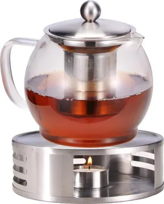 Produktbild von Teekanne mit Stövchen Glas Set Tee Glaskanne Teebereiter ca.1,2 Liter