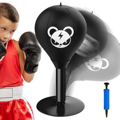 Immagine prodotto di Sacco da boxe da scrivania - Nero - Poliuretano - 17,7 x 40 cm - Sacco da boxe da tavolo