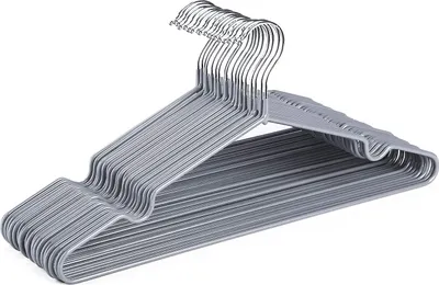 A stack of metal hangers.
