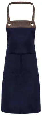 Produktbild von Premier Workwear PR123 | Espresso Bib Apron - 86 cm lang und 72 cm breit - Farbe: Navy (ca. Pantone 533C)/Brown (ca. Pantone 4975C) - Größe: 70 x 81 cm
