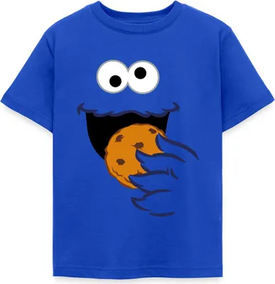 Produktbild von Spreadshirt Sesamstraße Kostüm Krümelmonster Kinder T-Shirt, 98/104 (3-4 Jahre), Royalblau