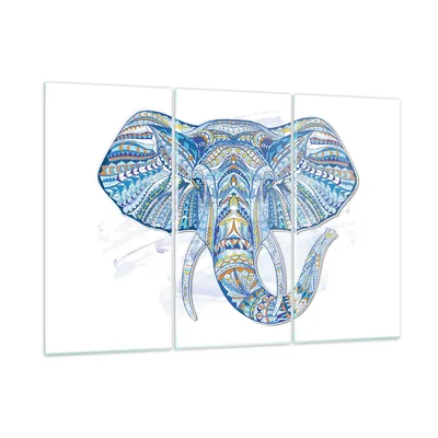 Produktbild von Bilder auf glas - Elefant Muster Tierwelt Afrika - 165x110cm - Glasbilder - Wandbilder - Kunstdruck - zum Aufhängen bereit - Wanddekoration aus Glas - Glas Bilder - Wandbild auf Glas - GCE165x110-3089