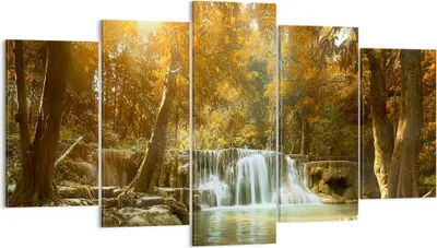 Produktbild von Bild auf Leinwand - Leinwandbild - Park Wasserfall Wasser - 160x85cm - Wand Bild - Wanddeko - Leinwanddruck - Bilder - Kunstdruck - Wanddekoration - Leinwand bilder - Wandkunst - EA160x85-3789