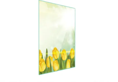 Produktbild von Herdabdeckplatte 35x52 Glaskeramikkochfeld Abdeckung Spritzschutz Glasplatte Deko Schneidebrett Tulpen Gelb