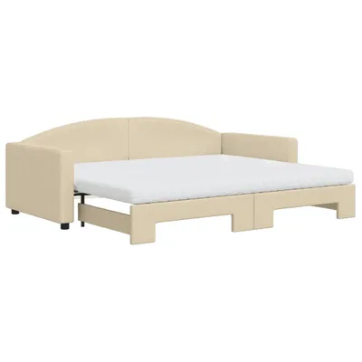 Produktbild von vidaXL Tagesbett Ausziehbar mit Matratzen Creme 90x200 cm Stoff