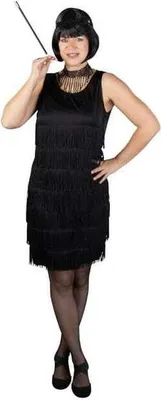 Produktbild von Kostüm - Fransenkleid schwarz - für Erwachsene  - Größe 44/46