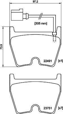 Produktbild von HELLA Bremsbeläge Satz Vorne Bremsklötze für AUDI A3 Sportback (8VA, 8VF) 8DB 355 025-171